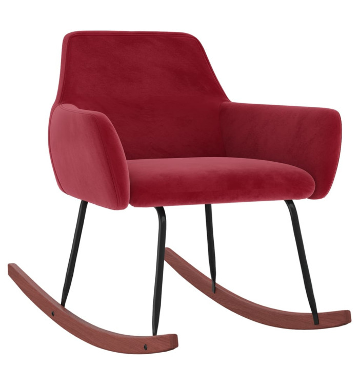 Chaise à bascule Rouge bordeaux Velours | Mobilier & Déco