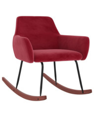 Chaise à bascule Rouge bordeaux Velours | Mobilier & Déco