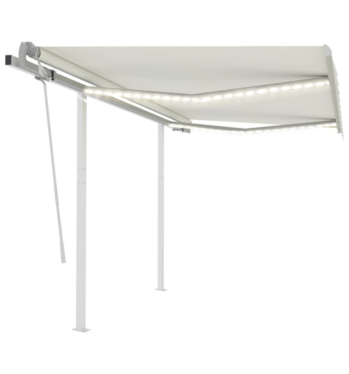 Auvent manuel rétractable avec LED 3x2,5 m Crème | Mobilier & Déco