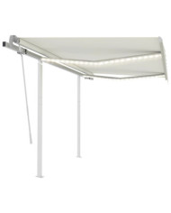 Auvent manuel rétractable avec LED 3x2,5 m Crème | Mobilier & Déco