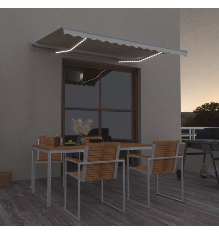 Auvent manuel rétractable avec LED 300x250 cm Crème | Mobilier & Déco