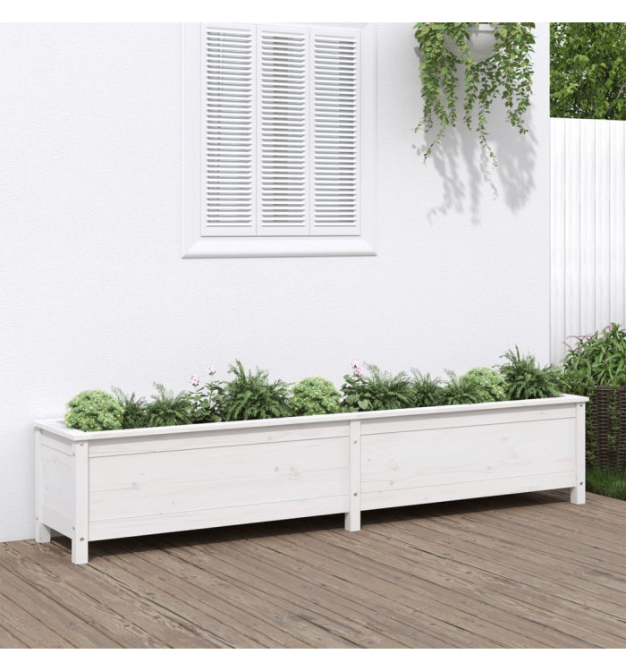 Lit surélevé de jardin blanc 199,5x40x39 cm bois de pin massif | Mobilier & Déco