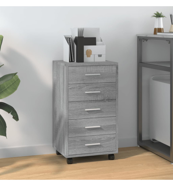 Armoire à tiroirs avec roulettes Sonoma gris Bois d'ingénierie | Mobilier & Déco
