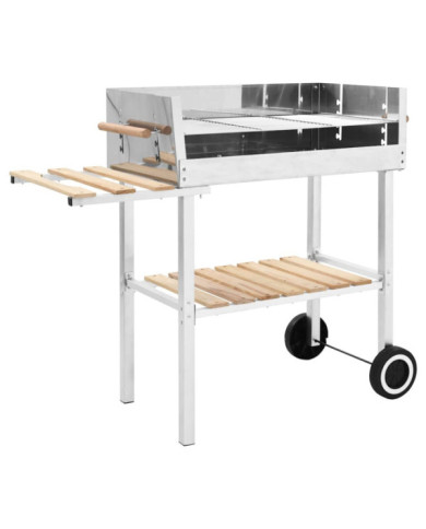 Barbecue au charbon sur chariot Acier inoxydable et 2 étagères | Mobilier & Déco