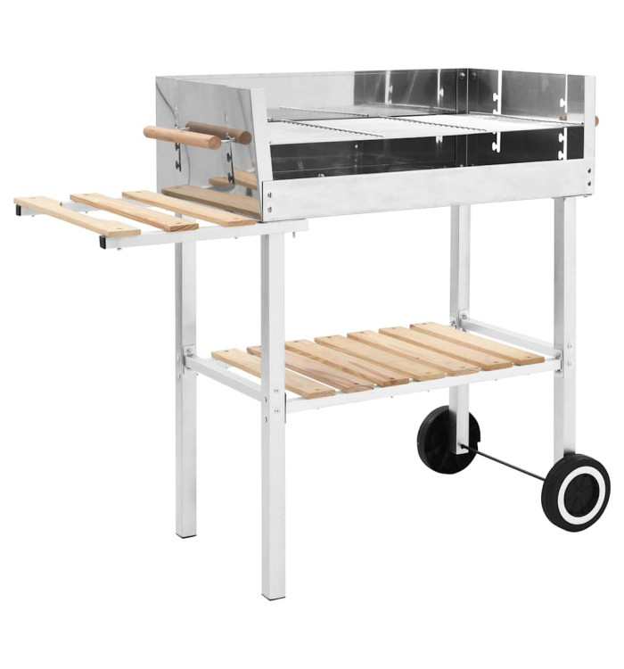 Barbecue au charbon sur chariot Acier inoxydable et 2 étagères | Mobilier & Déco
