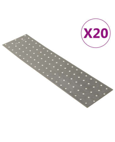 Plaques perforées 20 pcs 2 mm 400x100 mm acier galvanisé | Mobilier & Déco