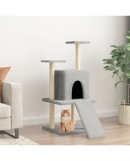 Arbre à chat avec griffoirs en sisal gris clair 110 cm | Mobilier & Déco