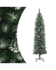 Sapin de Noël artificiel mince avec support 240 cm PVC | Mobilier & Déco