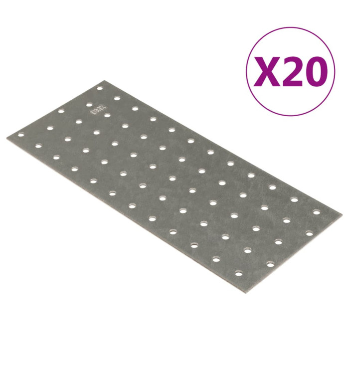 Plaques perforées 20 pcs 2 mm 240x100 mm acier galvanisé | Mobilier & Déco