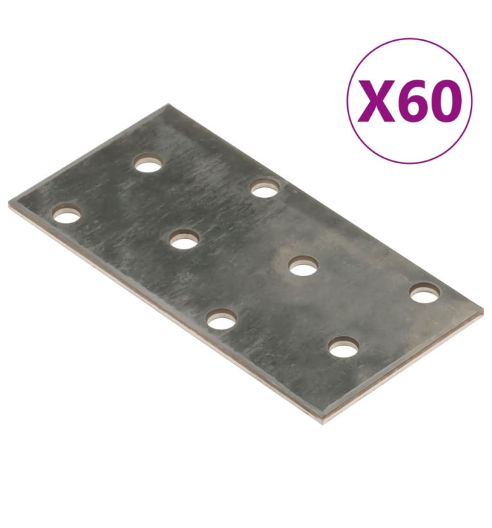 Plaques perforées 60 pcs 2 mm 80x40 mm acier galvanisé | Mobilier & Déco