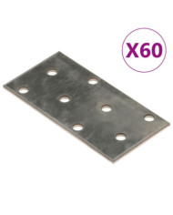 Plaques perforées 60 pcs 2 mm 80x40 mm acier galvanisé | Mobilier & Déco
