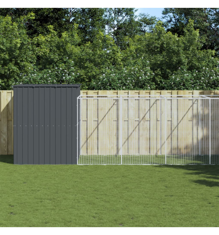 Niche pour chien avec cour anthracite 214x1069x181 cm | Mobilier & Déco