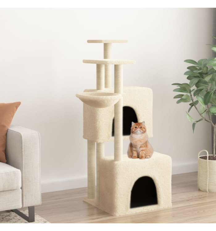Arbre à chat avec griffoirs en sisal crème 122 cm | Mobilier & Déco