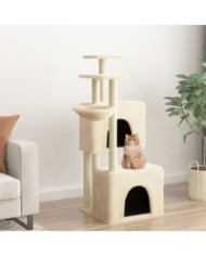 Arbre à chat avec griffoirs en sisal crème 122 cm | Mobilier & Déco