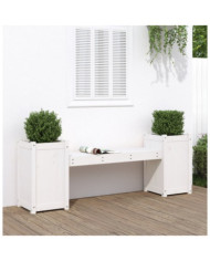 Banc avec jardinières blanc 180x36x63 cm bois massif de pin | Mobilier & Déco