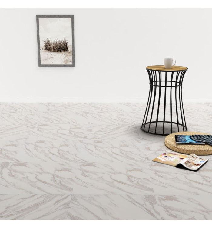 Dalles de plancher autoadhésives 20pcs PVC 1,86 m² marbre blanc | Mobilier & Déco