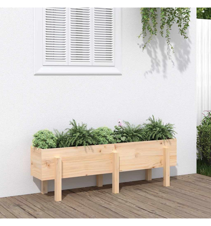 Lit surélevé de jardin 121x30x38 cm bois de pin massif | Mobilier & Déco