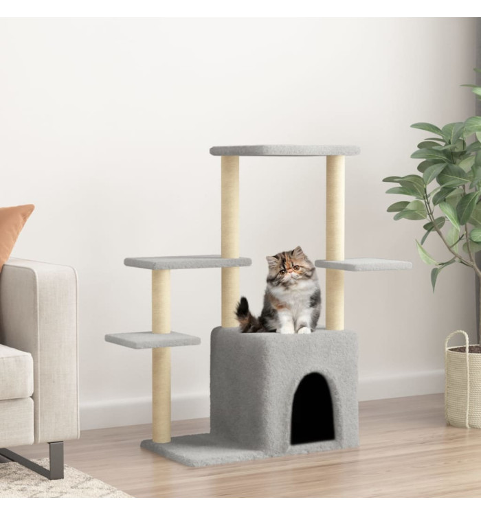 Arbre à chat avec griffoirs en sisal gris clair 97,5 cm | Mobilier & Déco