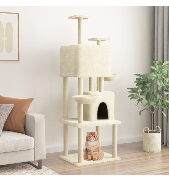 Arbre à chat avec griffoirs en sisal Crème 180 cm | Mobilier & Déco
