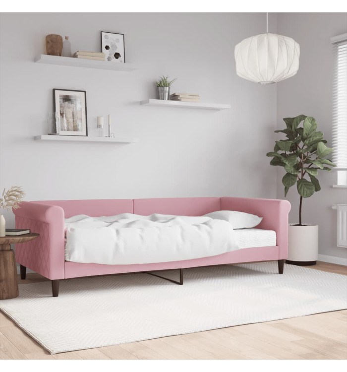 Lit de jour avec matelas rose 90x200 cm velours | Mobilier & Déco