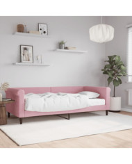 Lit de jour avec matelas rose 90x200 cm velours | Mobilier & Déco