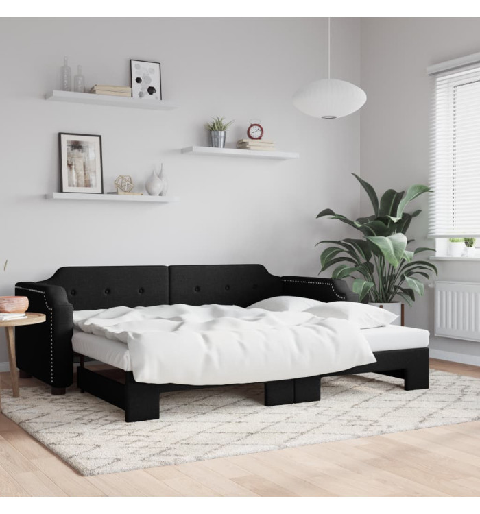 Lit de jour avec gigogne sans matelas noir 100x200 cm | Mobilier & Déco