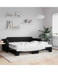Lit de jour avec gigogne sans matelas noir 100x200 cm | Mobilier & Déco