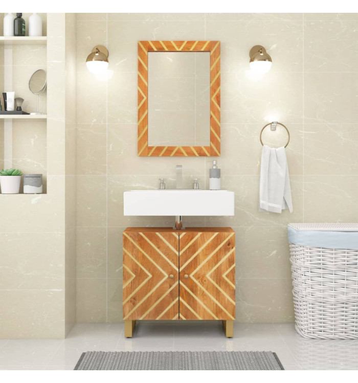 Ensemble d'armoires de bain 2 pcs marron noir bois de manguier | Mobilier & Déco