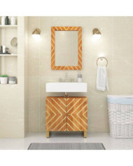 Ensemble d'armoires de bain 2 pcs marron noir bois de manguier | Mobilier & Déco