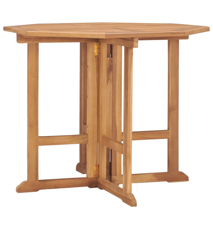 Table à dîner pliable de jardin Ø90x75 cm Bois de teck solide | Mobilier & Déco