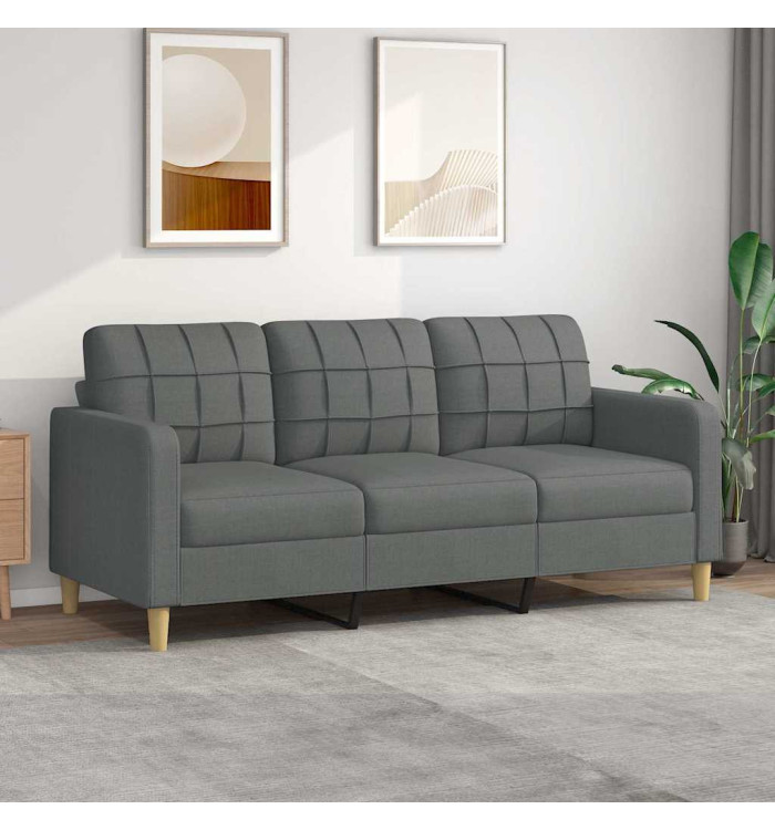 Canapé à 3 places Gris foncé 180 cm Tissu | Mobilier & Déco