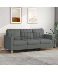 Canapé à 3 places Gris foncé 180 cm Tissu | Mobilier & Déco