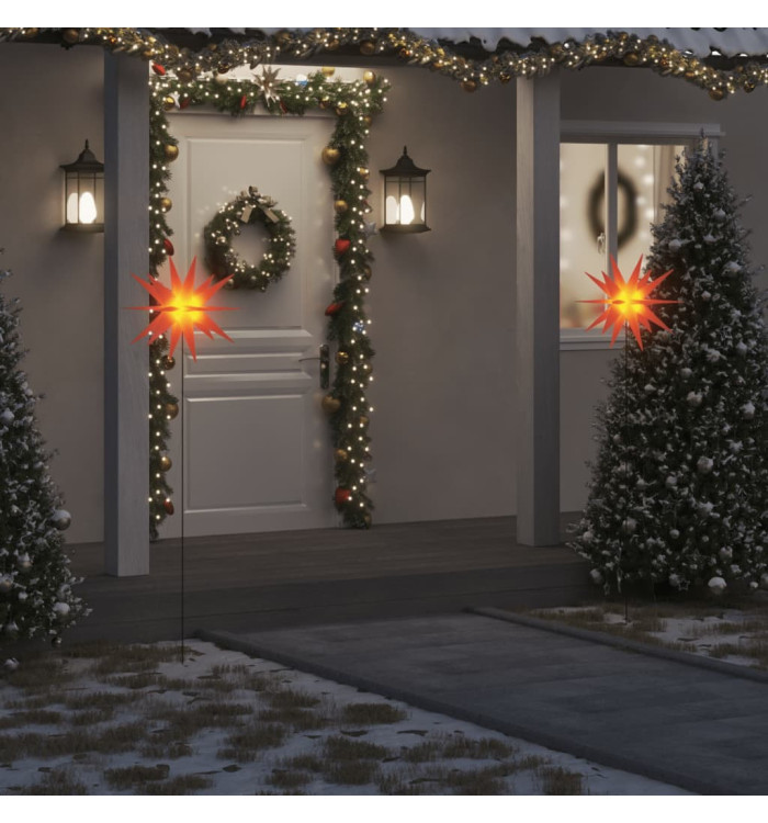 Lumières de Noël avec piquets 3 pcs LED pliable rouge 57 cm | Mobilier & Déco