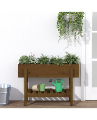 Lit surélevé de jardin marron miel 101x30x69 cm bois pin massif | Mobilier & Déco