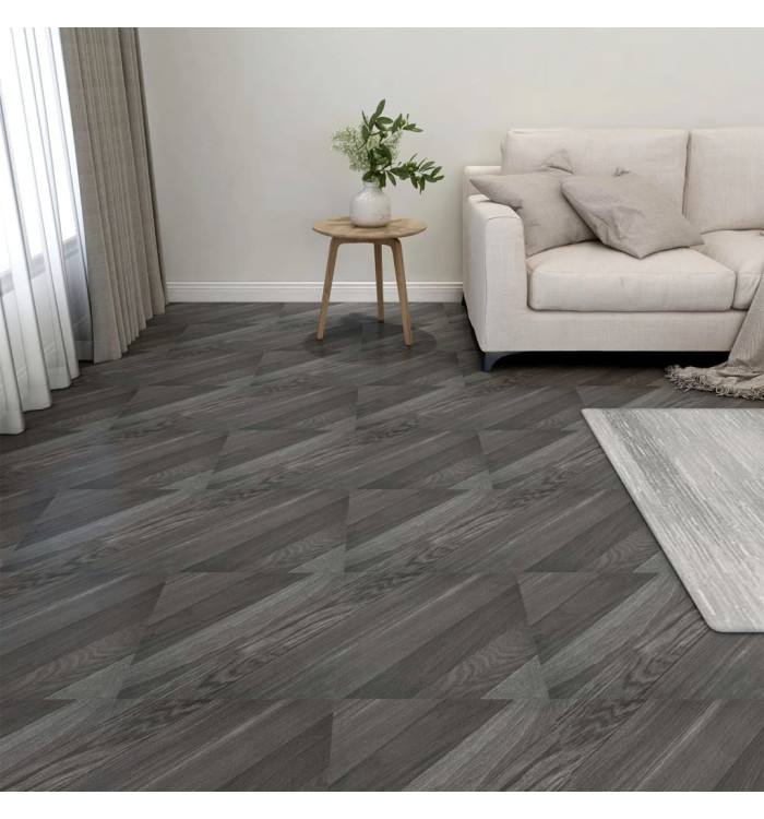Dalles de plancher autoadhésives 20 pcs PVC 1,86 m² gris rayé | Mobilier & Déco