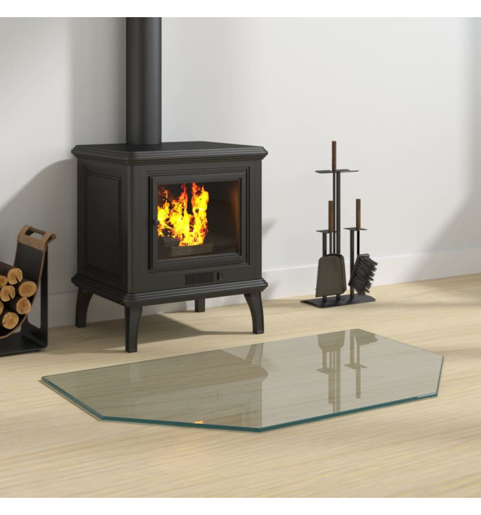 Plaque de verre pour cheminée hexagonale 80x50 cm | Mobilier & Déco