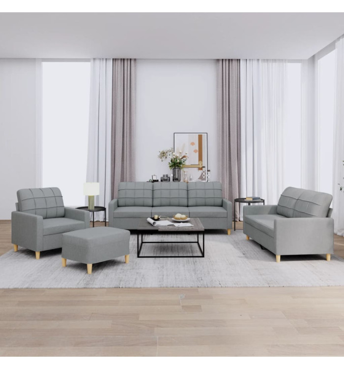 Ensemble de canapés 4 pcs avec coussins Gris clair Tissu | Mobilier & Déco