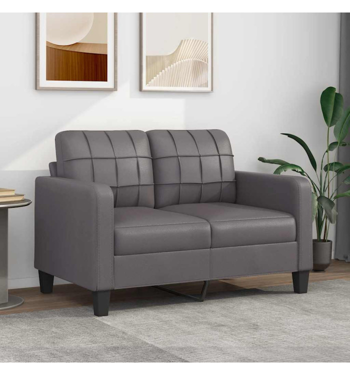 Canapé à 2 places Gris 120 cm Similicuir | Mobilier & Déco