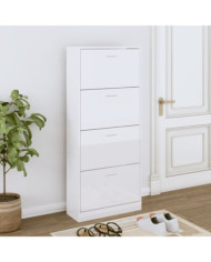 Armoire à chaussure Blanc brillant 63x24x147 cm Bois ingénierie | Mobilier & Déco