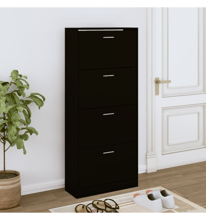 Armoire à chaussures Noir 63x24x147 cm Bois d'ingénierie | Mobilier & Déco