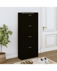 Armoire à chaussures Noir 63x24x147 cm Bois d'ingénierie | Mobilier & Déco