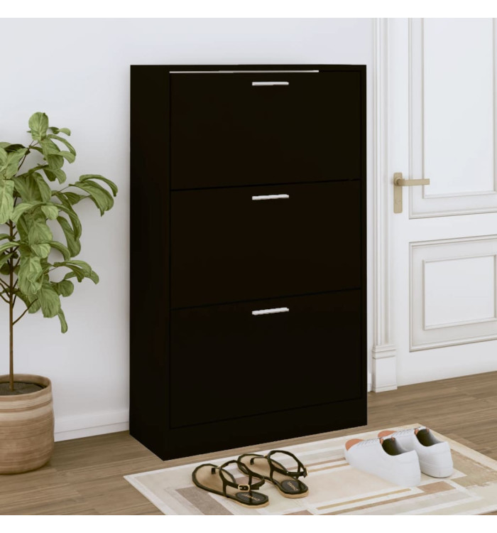 Armoire à chaussures Noir 63x24x103 cm Bois d'ingénierie | Mobilier & Déco