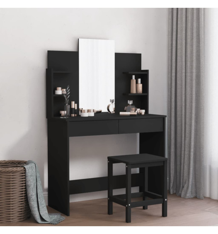 Coiffeuse avec miroir noir 96x39x142 cm | Mobilier & Déco