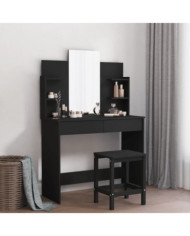 Coiffeuse avec miroir noir 96x39x142 cm | Mobilier & Déco