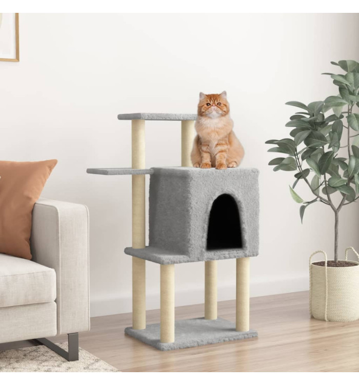 Arbre à chat avec griffoirs en sisal gris clair 97 cm | Mobilier & Déco