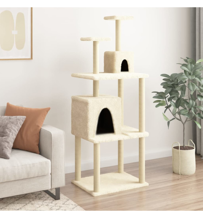 Arbre à chat avec griffoirs en sisal Crème 167 cm | Mobilier & Déco