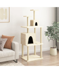 Arbre à chat avec griffoirs en sisal Crème 167 cm | Mobilier & Déco