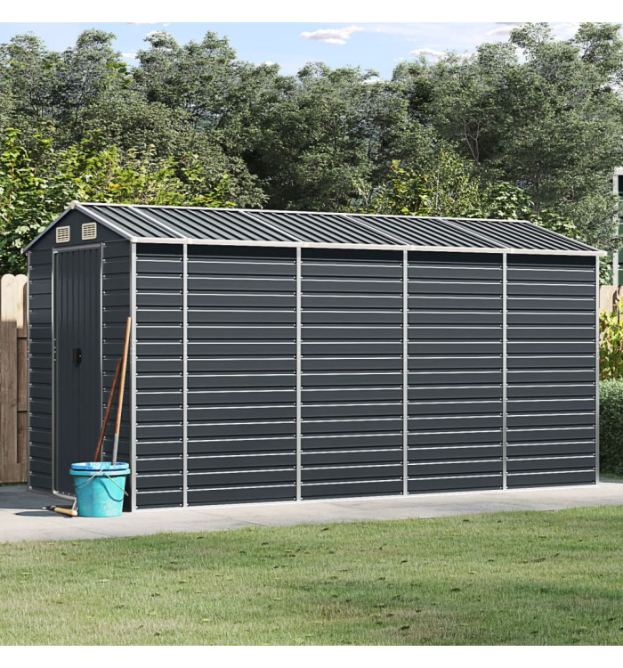 Abri de jardin anthracite 191x385x198 cm acier galvanisé | Mobilier & Déco