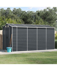 Abri de jardin anthracite 191x385x198 cm acier galvanisé | Mobilier & Déco