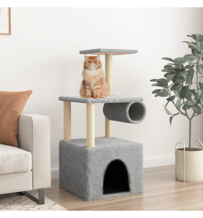 Arbre à chat avec griffoirs en sisal gris clair 109,5 cm | Mobilier & Déco